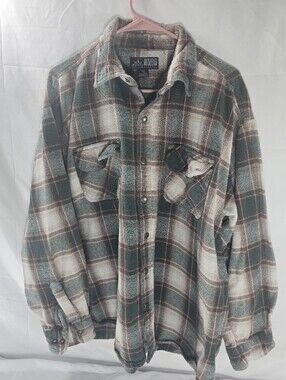 Canyon Guide Outfitters Mens 2X Heavy Flannel Shirt Jacket Plaid Snap Front USA